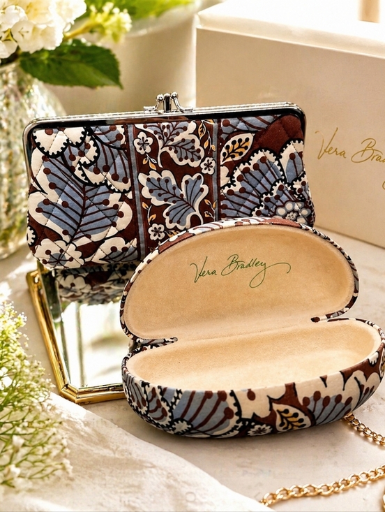 Vera Bradley Handbags - Vera Bradley Slate Blooms Clasp Wallet with Matching Eyeglass Case